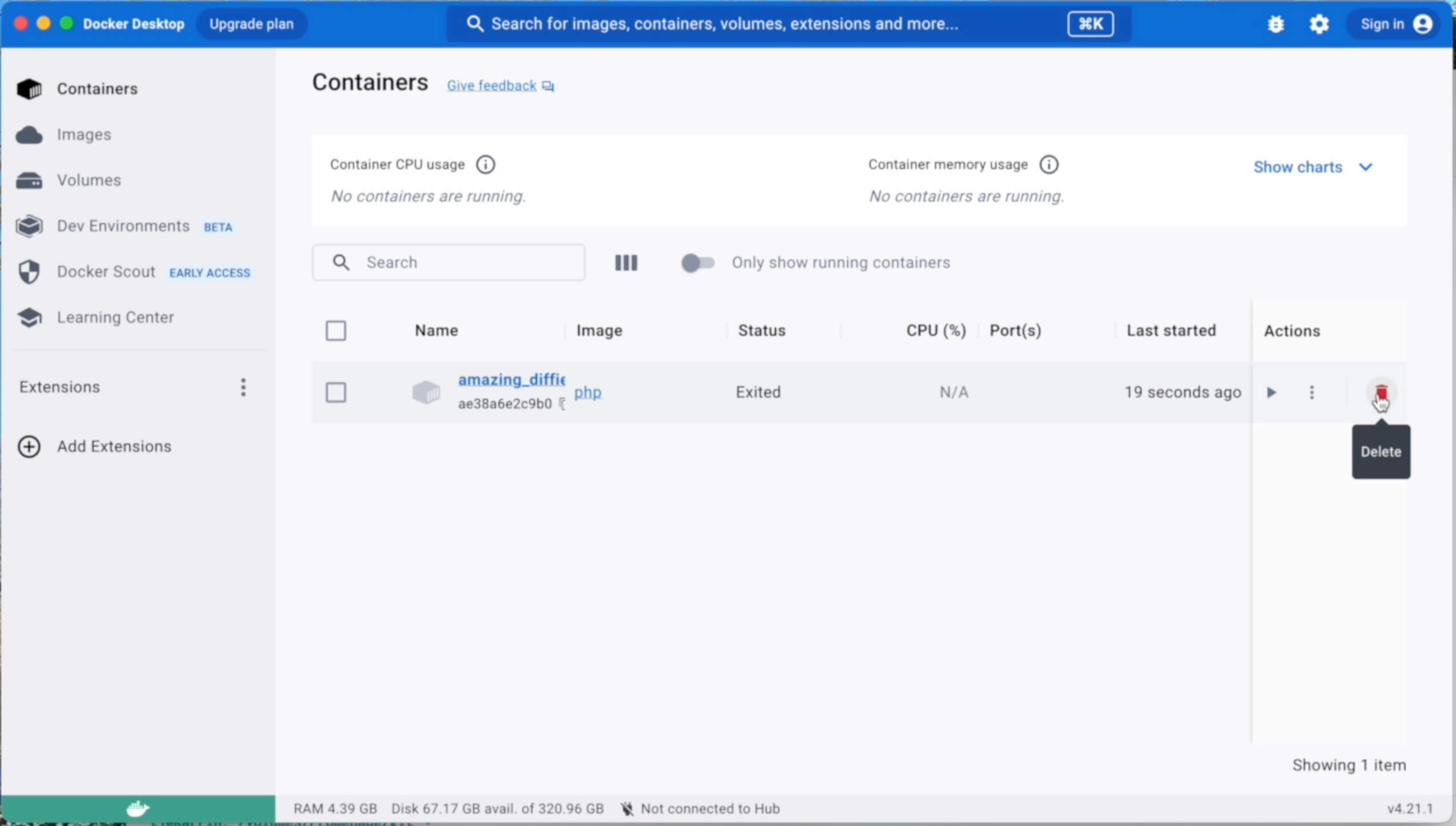 Docker Desktop Exited Containers